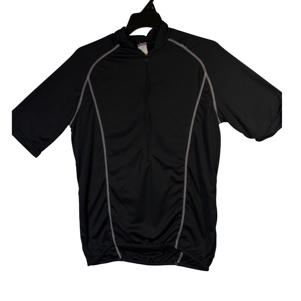 Ascent Cycling Jersey Mens Medium Black Excellent Short Sleeve 1/4 Zip Pocket